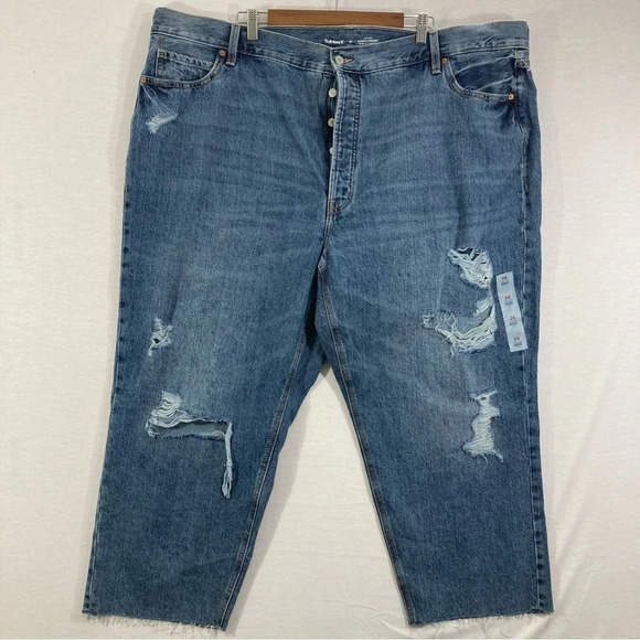 New Old Navy High Rise Button Fly Slouchy Straight Leg Jeans Size 26 Plus - Picture 1 of 10